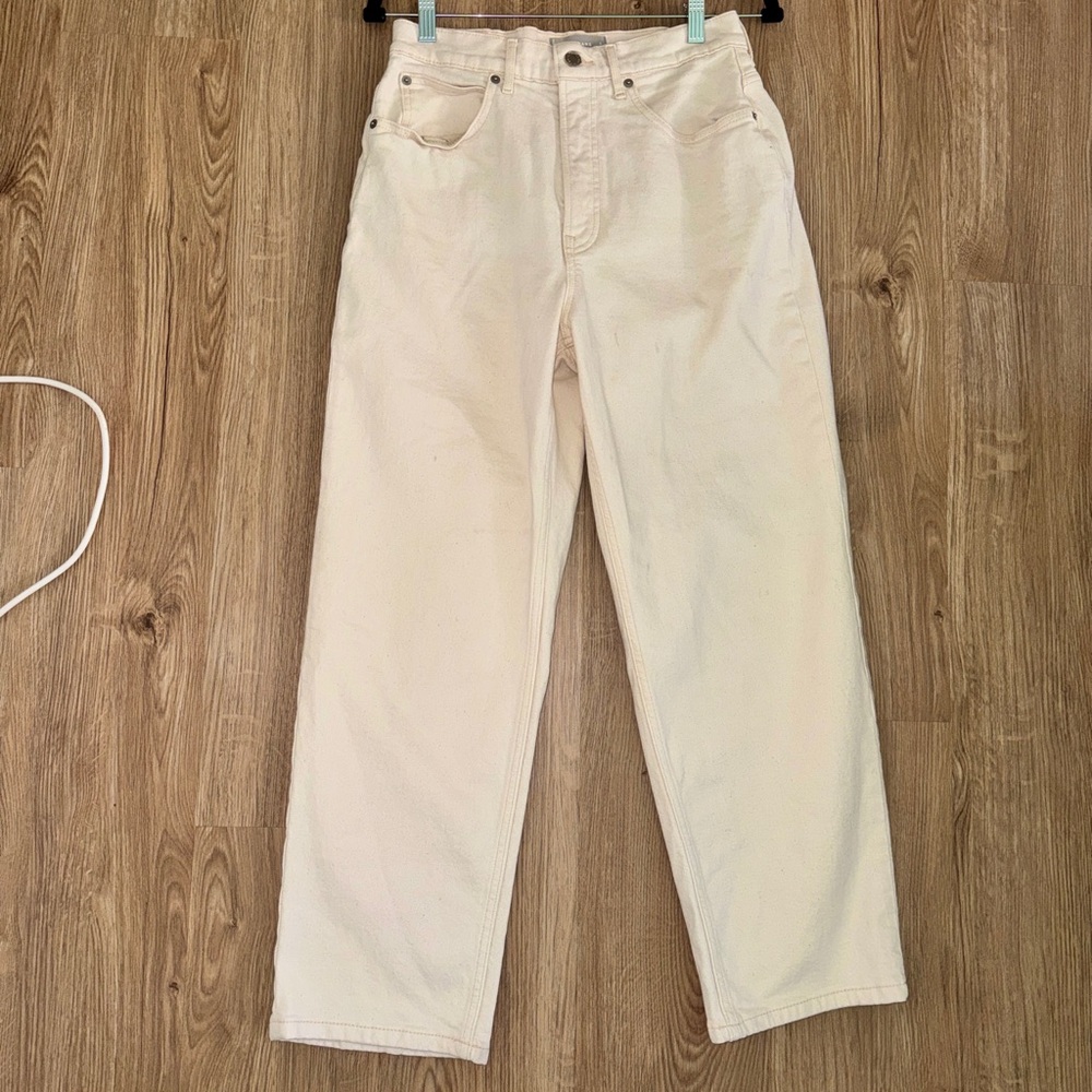 Everlane High-Waist Straight Leg Cream Jeans- Size 28 - Picture 13 of 16